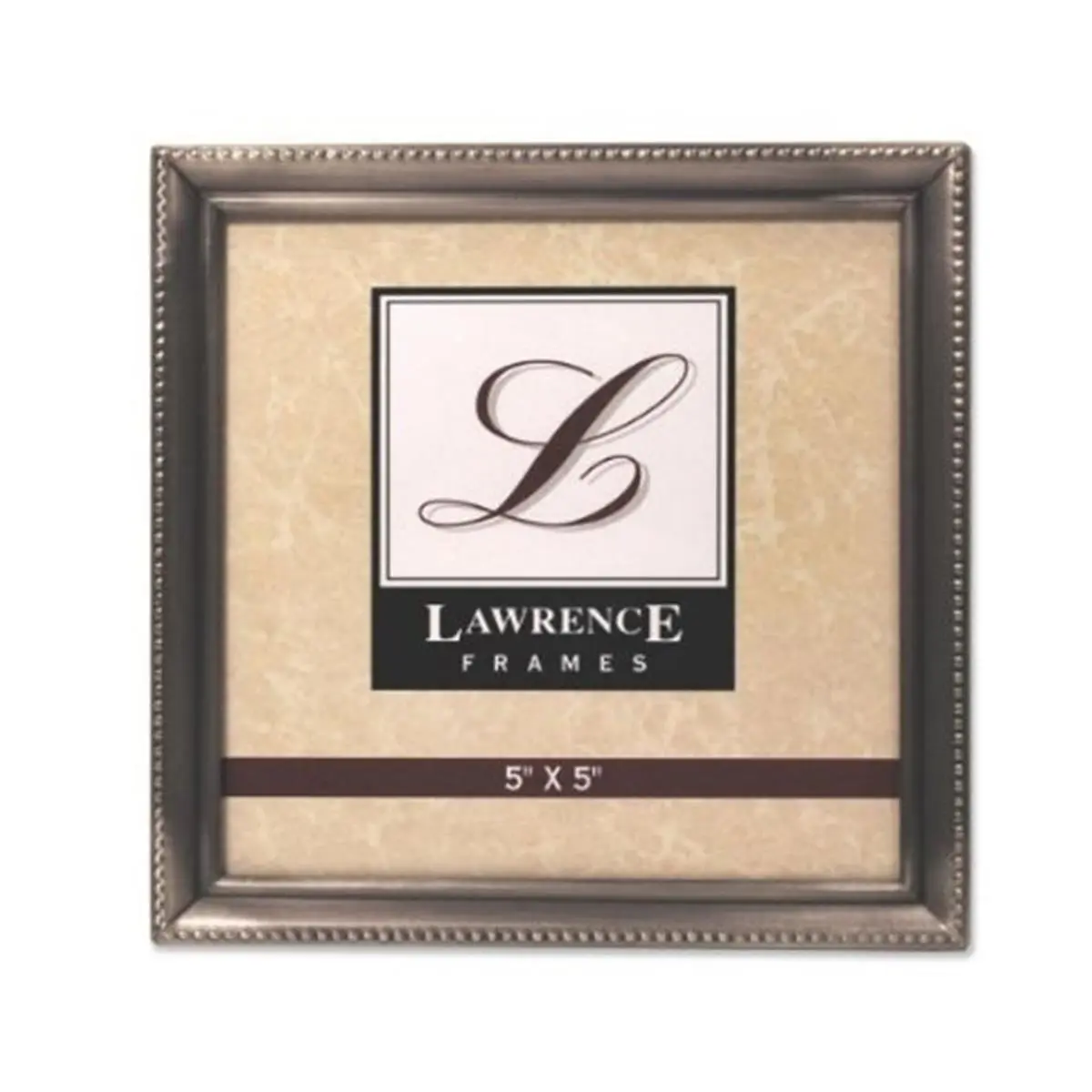 212 MAIN 5x5 Square High Quality Picture Frame for Wall - Durable Metal Heavy-Gauge Black Traditional Steel with Antique Pewter Finish, Bead Border for Baby & Maternity Decor, Durable Metal Frame, High Quality Frame