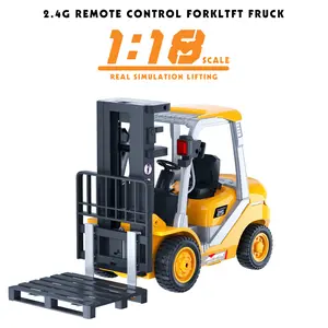 【Gift idea！】1:18 Scale RC Forklift Toy - 2.4G Alloy RC Forklift with 9 functions, realistic sound and auto presentation, RC distance 30 meters, rechargeable battery - perfect for collectors and kids,Christmas gift