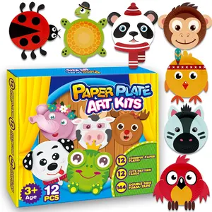 Arts and Crafts Kits for Kids, 12 Pack Simple Animal Paper Plate Crafts for Toddler Age of 2, 3, 4, 5 Years Old, Fun Preschool Classroom Activity Project for Boy & Girl