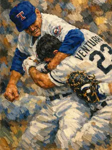 Texas Rangers Nolan Ryan 13x19 Oil Painting Print