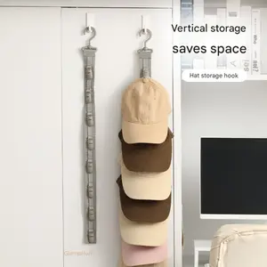 2PCS Vertical Hat Organizer Hanger, Multi-Clip Cap Storage Strap, Perfect for Closets, Doors, Walls, Space-Saving Baseball Cap Organization
