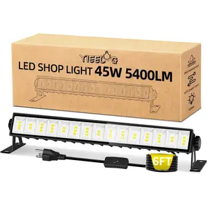 Shop Light 5400LM 45W Super Brighter, Plug in Garage Light with 6FT Cord and On/Off Switch, 6000K IP66 Waterproof Outdoor Work Shop Bay Lighting for Garage Workshop Warehouse Factory Yard