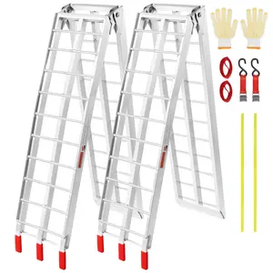 VEVOR Aluminum Ramps, 1500 lbs Folding Loading Ramps for Pickup Trucks Bed, Trailers Ramp with Load Straps for Dirt Bike, UTV, ATV, Trucks, Lawn Mowers, Snowblower, Cargo Trailer, 89"L x 12"W, 2 Pcs