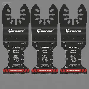 Multitool Saw Blades for Metal, Wood, and PVC - Quick Release Oscillating Blades for Nails, Plaster, Drywall - Durable Carbide Construction - 3-Pack General Purpose Cutting Set soft grip fiberglass handle