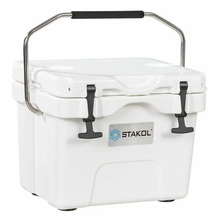 Portable Insulated Ice Cooler - 16 Quart 24-Can Capacity - 2 Cup Holders