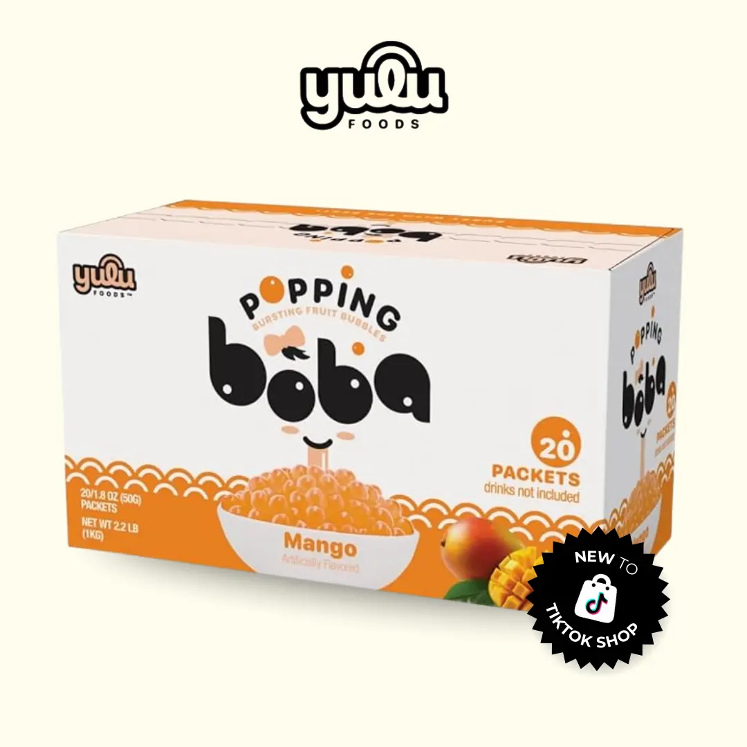YULU FOODS Popping Boba Fruit Pearls – Strawberry & Mango Flavor, 20 Ready-to-Eat Packets for Drinks and Desserts