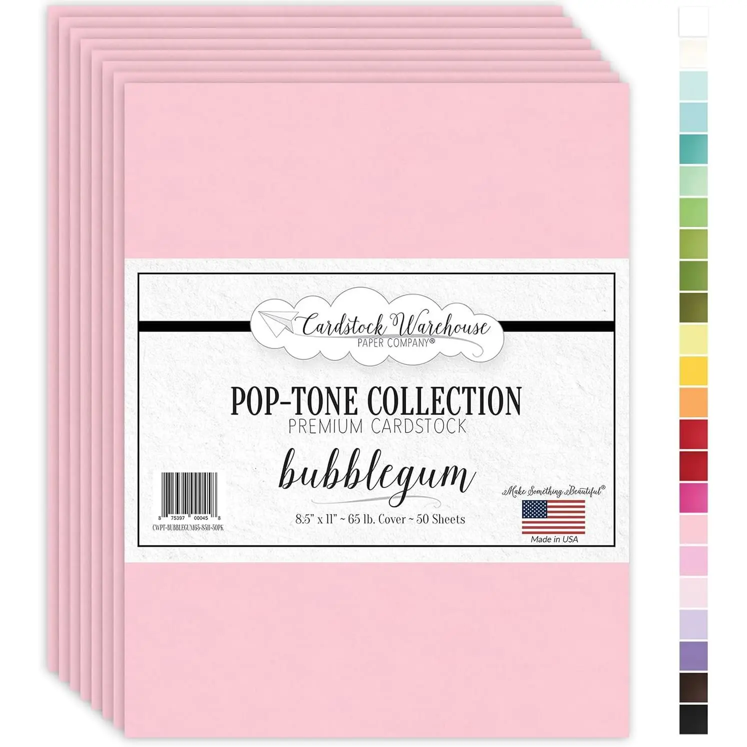 Pop-Tone Bubblegum Pink   - 50 Sheets, 8.5 x 11" - 65 lb / 175 GSM  Pink Card Stock for -, Crafts, Printing, Card Making and DIY Projects