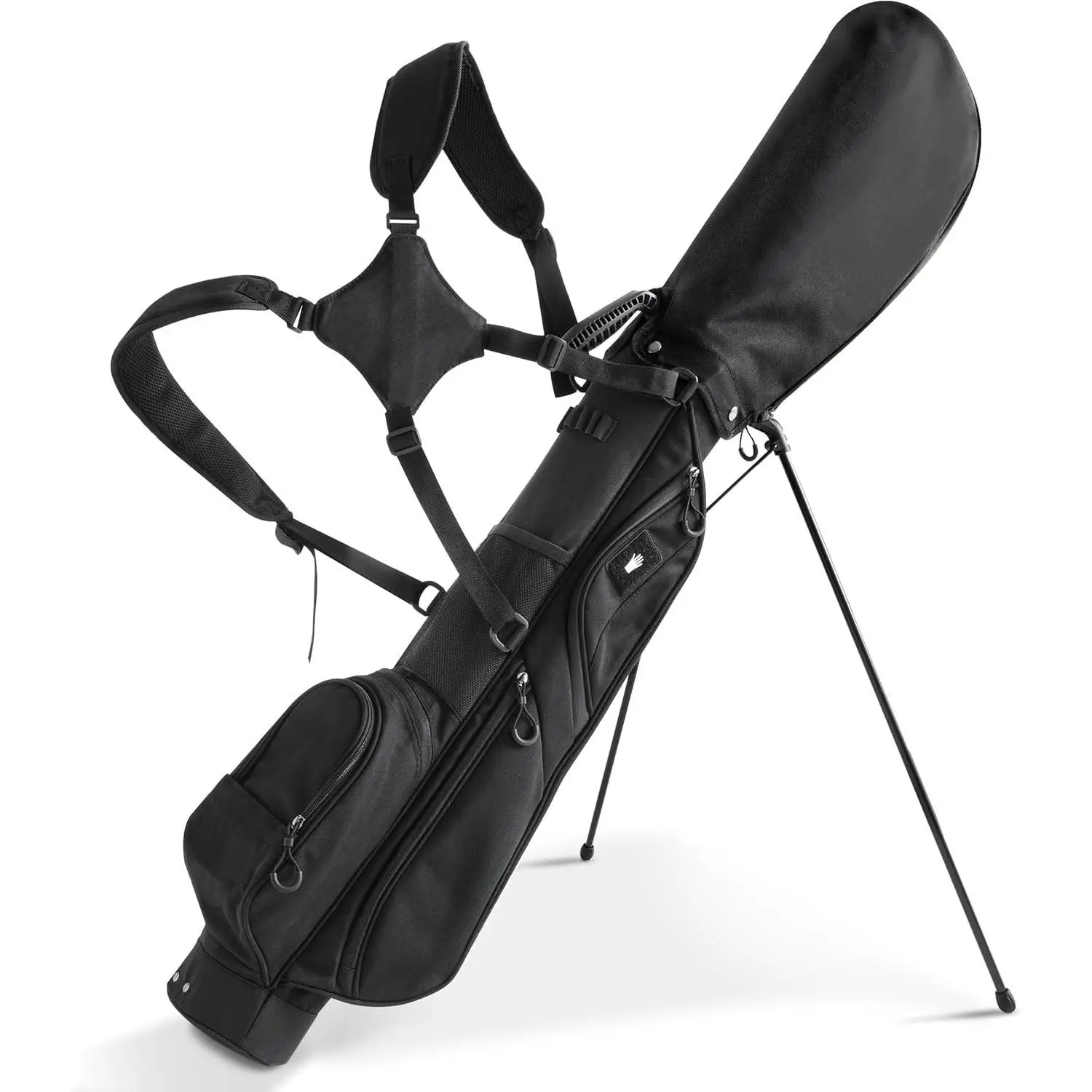 Small Golf Bag, 3 Divider Fit Up to 8 Clubs, Lightweight Golf Stand Bag with Rain Cover, Easy to Carry and Durable Pitch n Putt Golf Bag, Golf Bag with Strap and Stand for Men & Women, 6 Pockets