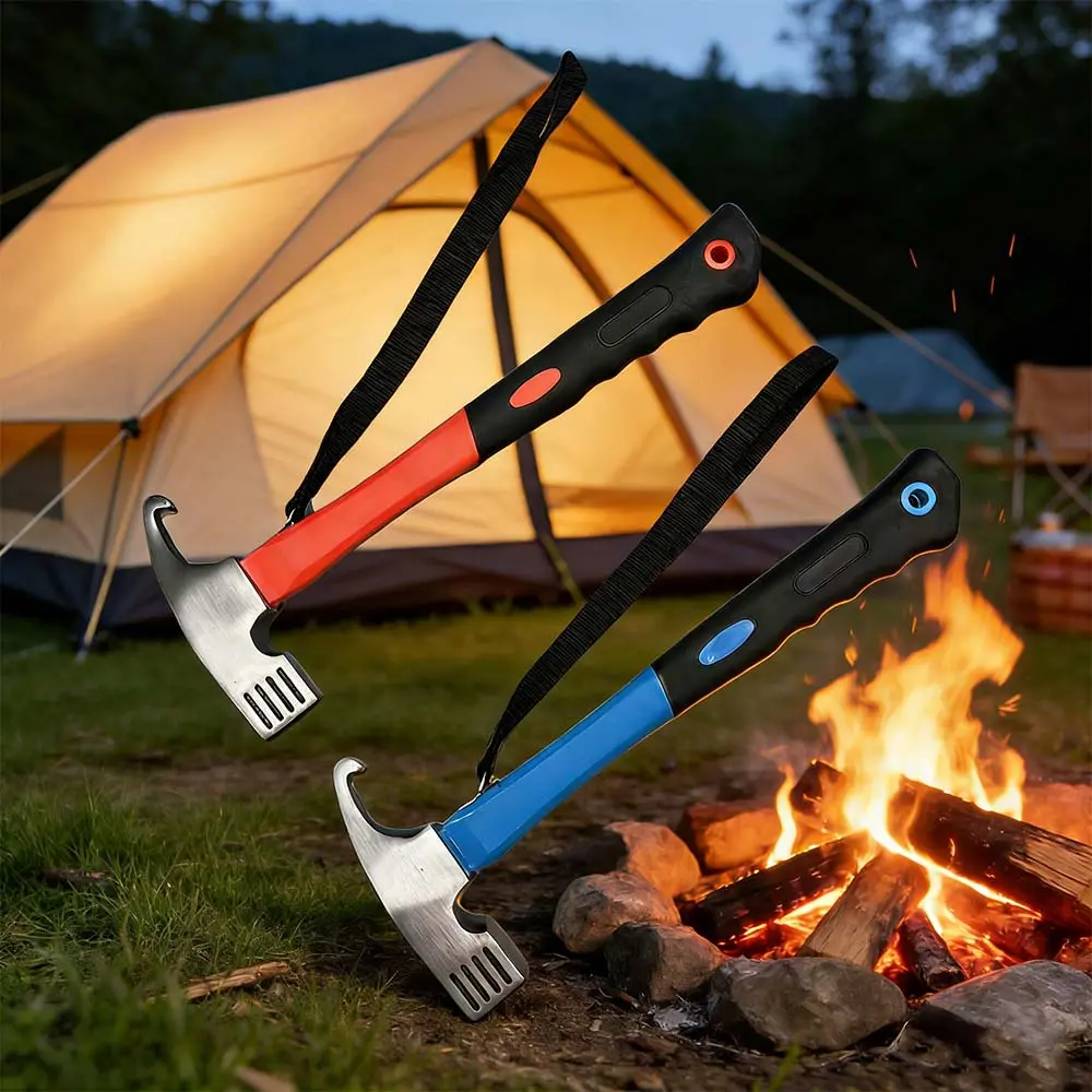 SVIDA Dual-Function Design Camping Hammer with Eagle Claw Stake Puller - Heavy-Duty Steel Head, Non-Slip Rubber Handle, Detachable Lanyard for Tent Pitching, Ground Stake Extraction