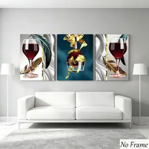 3pcs Wine Theme Design Posters, High-End Decorative Unframed Wall Art for Living Room and Bedroom, Fashionable Home Decoration