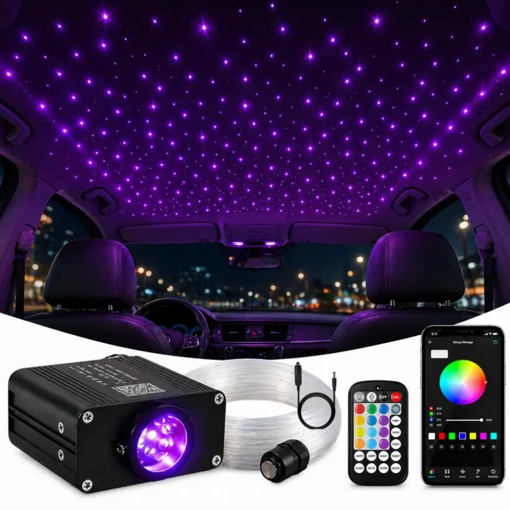 500 Starlight Headliner Kit , RGBW Fiber Optic Light for Car, Music Sync Car Star Ceiling Light for Truck