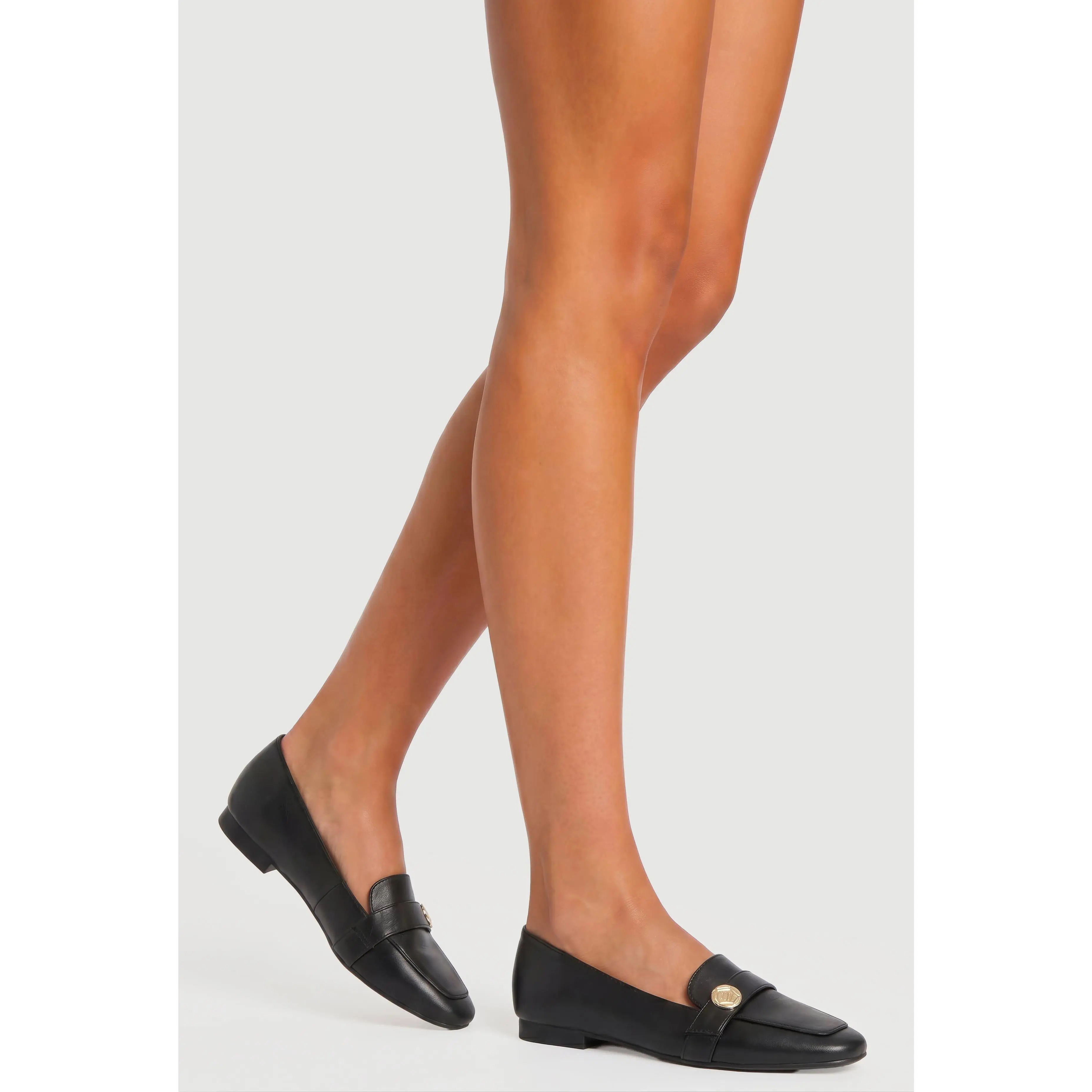 Metallic Detail Almond Toe Loafers