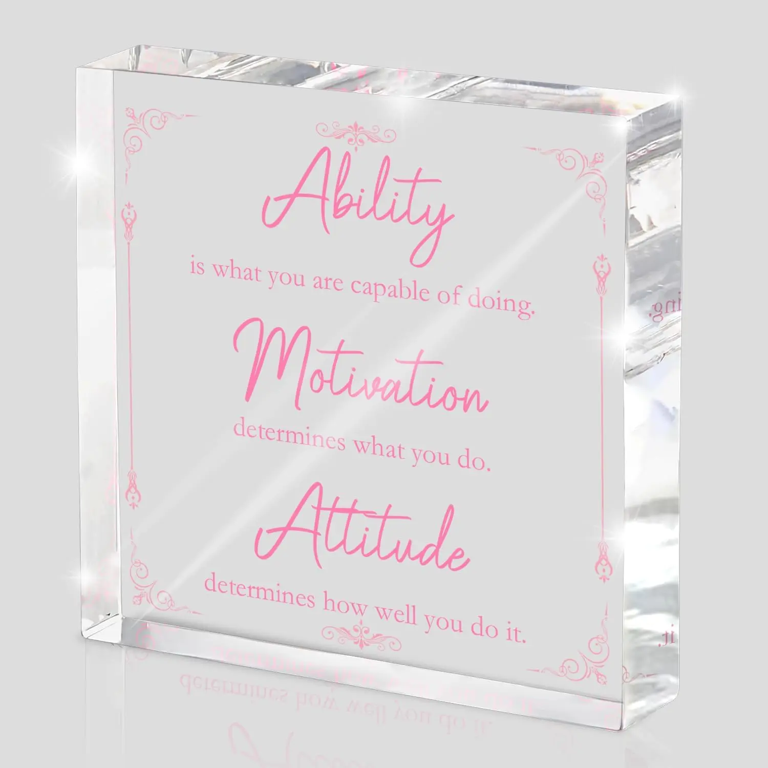Pink Motivational Acrylic Desktop Sign, 4x4 Inch, Motivational Desktop Decor for Office and Home, Decor with Positive Messages, Unique Gift for Women, Girls or Coworkers