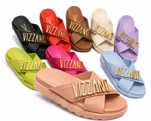 Vizzano Women's Extra Comfort Brazilian Design Summer Slippers Slide Flipflop Walking Shoes Size 5-10 Stainless Sandals