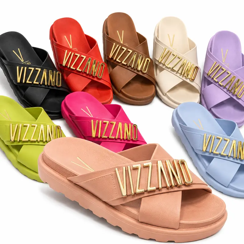 Vizzano Women's Extra Comfort Brazilian Design Summer Slip-On Athletic Footwear - Fabric Slide Sandals, Size 5-10
