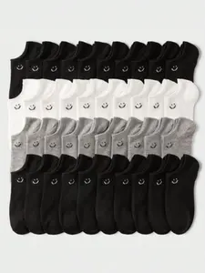 Women's Cute Smiley Face Socks, Lightweight Breathable Crew Socks, Unisex Plain Design, Series, Soft Comfortable Daily Wear, Summer