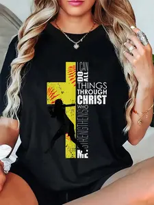 100% Cotton Softball Gifts Players Girls Women Christian Religious T-Shirt