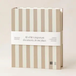 Document Organizer Binder -  Linen Folder System with Full & Half-Page Envelopes for Important Papers, , Birth  &