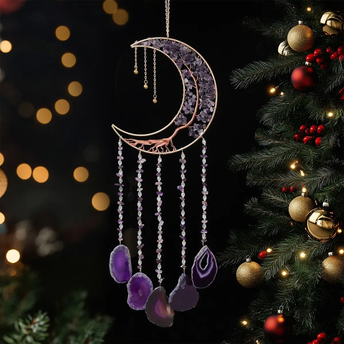 Agate Dream Catcher, 1 Count Colorful Exquisite Tree Of Life Dream Catcher, Wall Hanging Dream Catcher Decoration for Home Decor Living Room Courtyard