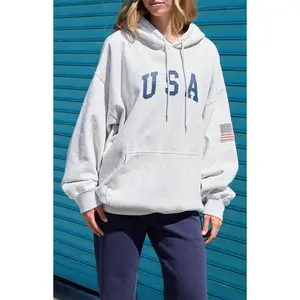 John Galt Women's Silver Christy USA Oversized Hoodie