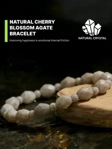 Cherry Blossom Agate Bracelet, made of natural agate, with pink and white interwoven like springtime blossoms. It helps the wearer accumulate legitimate wealth while enhancing overall luck, allowing career and life to progress steadily. Handcrafted with m