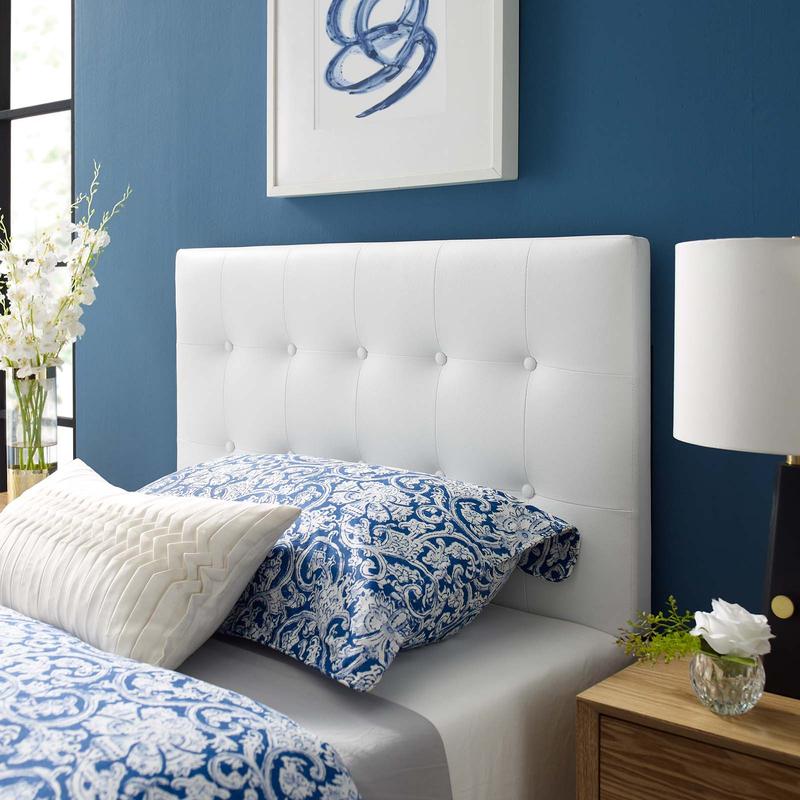 Modway Emily Twin Upholstered Vinyl Headboard in White