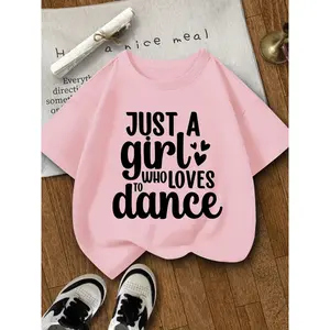 Kids' "Just A Girl Who Loves To Dance" Cute Graphic T-Shirt - Short Sleeve Casual Tee for Girls