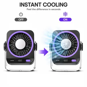 Fan That Blows Cold Air Portable – Rechargeable Turbo Table Fan with Ice Cooling Plate, Quiet Fan for Bedroom Travel Office usb