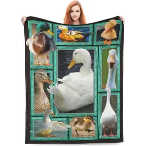 Flannel Blanket | Duck Decor Throw Blanket - Super Warm Soft Plush Lightweight Flannel Goose Blanket Gifts For Girls, Boys, Kids, Baby, Women, Men, Adults - Winter Couch Bedding | Gift Blanket / All Season