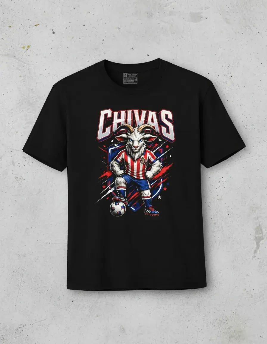 Chivas Guadalajara Goat Graphic T-Shirt, Mexican Soccer Fan Tee, Vintage Streetwear Shirt, Chivas Rebaño Inspired Black Cotton Tee, Unisex Casual Football Style Top, Fan Gift Apparel