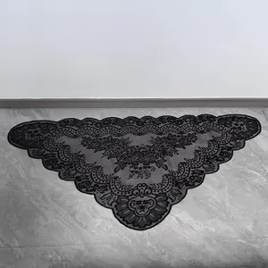 Women's Floral Lace Headscarf, Bride Wedding Shawl, Church Prayer Veil, Sofa Decoration, Elegant Flower Craftsmanship, Romantic Lace Trim