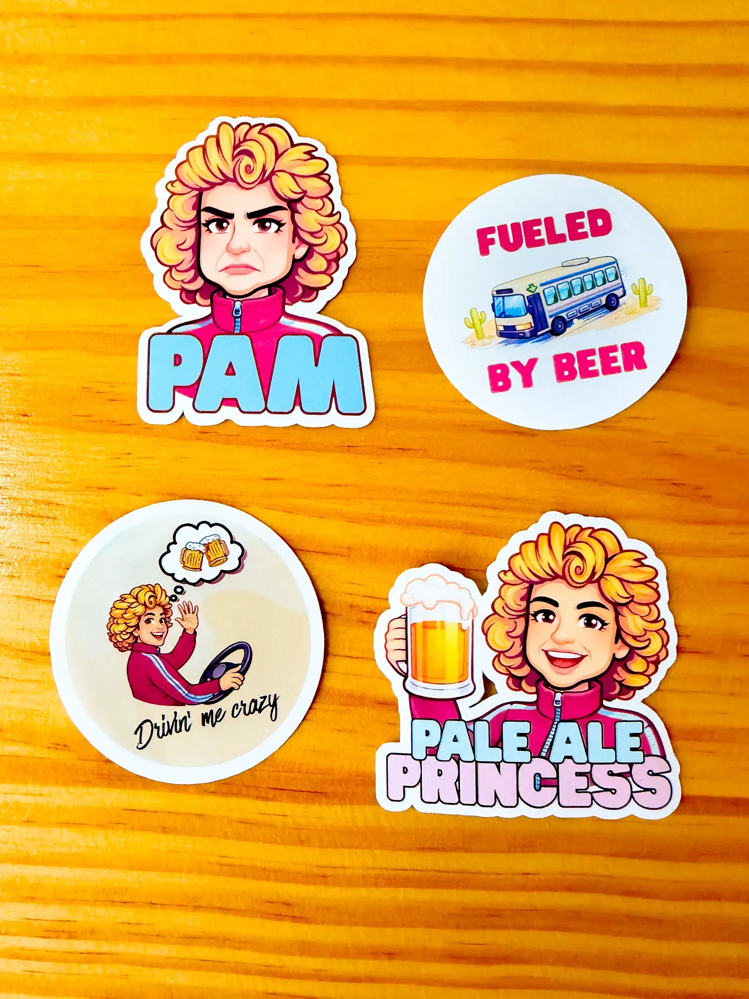 Stardew Valley Pam Sticker Pack - Set of 4 Funny Vinyl Gamer Stickers | Pale Ale Princess | Indie Game Fan Art Gift