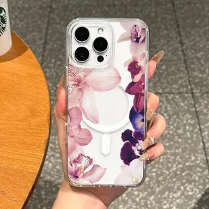 Chic Pastel Orchid TPU Magnetic MagSafe-Ready Cellphone Case, Slim-Fit Shockproof Tech Accessory, Drop-Proof Cover for iPhone 11/12/13/14/15/16/17 Pro, ProMax, Plus | Ideal for Soft Girl Aesthetic Accessories