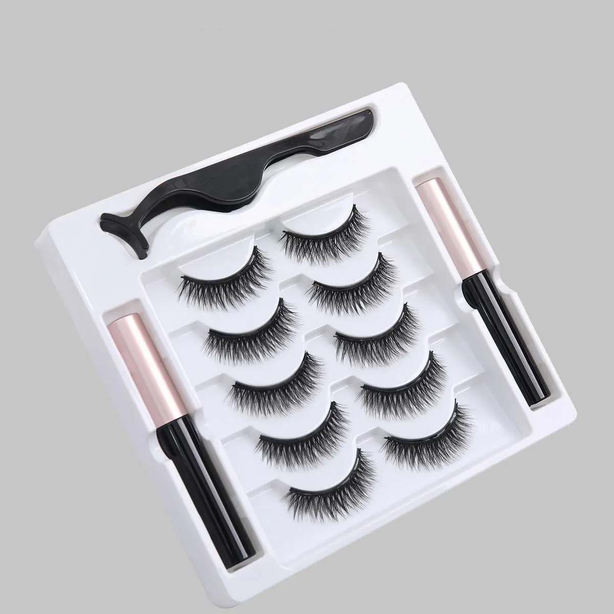 Magnetic Eyeliner & Eyelashes with Tweezer Applicator, 5 Pairs Reusable No Glue Needed Magnetic Eyelashes with Eyeliner Pen, Eye Makeup Product for Women, Cosmetic, Makeup Set Kit, Eye Definition Kit