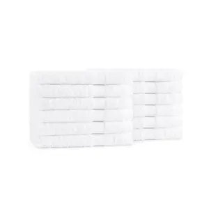 Admiral Hospitality Washcloths, 12x12 in. White Blended Cotton, Packs of 12 and Cases of 300