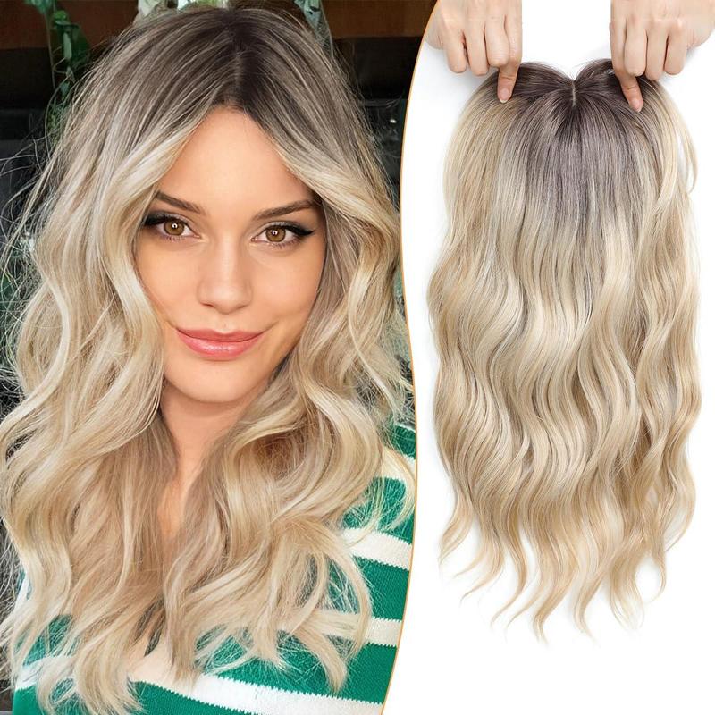 PANEWAY 16 Inch Wavy Hair Topper for Women – 6.5"x6.5" Large Base, Synthetic Wavy Topper, Clip-In Hairpiece for Thinning Hair, Ladies Wiglet, Natural Volume & Coverage