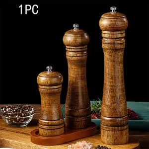 Wooden Vintage Rustic Pepper Salt Grinder Adjustable Coarseness Freshly Ground Kitchen Seasoning Spice Tool, 1pc Real Wood Peppercorn Sea Salt Mill Aesthetic