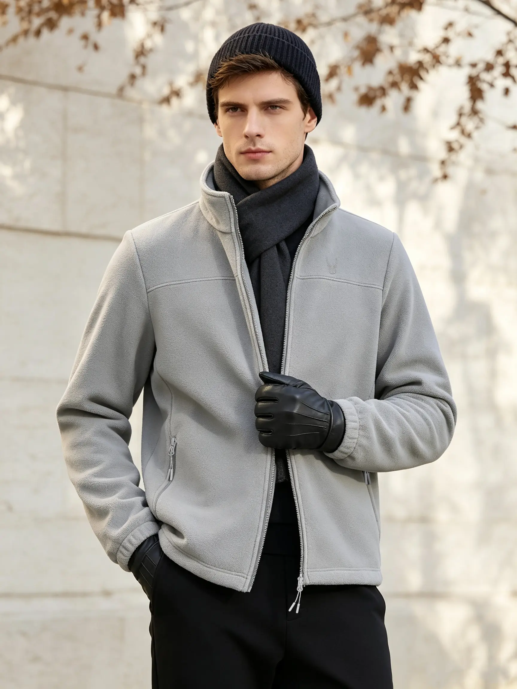 Men's Lightweight Full-Zip Soft Shell Outdoor Warm Winter Sports Jacket with Fleece Lining and Pocket，310GSM Superior warmth and comfort fleece，Anti-Pilling，Anti-Static Finish fleece-lined sohochic