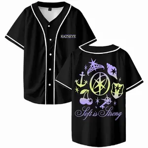 Kpop Katseye Soft is Strong Merch Baseball Jersey Short Sleeve Button-up Shirts Men Women Streetwear Tops