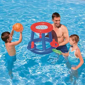 1PC Inflatable Basketball Hoop PVC Water Shooting Game Ring Interactive Playset, Fun Outdoor Sports Equipment for Kids & Adults