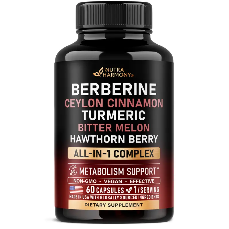 NUTRA HARMONY Berberine with Ceylon Cinnamon | Apple Cider Vinegar | Hawthorn Berry | Citrus Bergamot | Bitter Melon