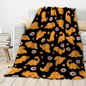 Dinosaur Chicken Nugget Plush Blanket - Cozy Soft, All-Season Flannel Throw for Couch, Office, and Camping