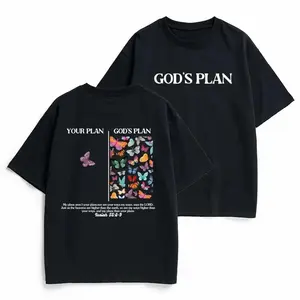 Gods Plan Butterfly Graphic Tee Unisex Streetwear Short Sleeve Crewneck Cotton Blend Casual Summer Outfit Gift For Faith Style Lovers