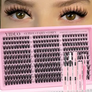 Curvature Wispy Individual Lashes Kit, 10-16mm Mixed Length Lash Clusters with Eyelash Glue & Tweezers, Eye Makeup Enhancement Tool for Women, Cosmetic