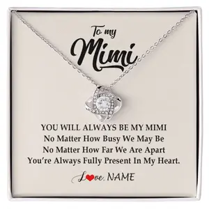 Personalized Mimi Necklace From Grandkids Granddaughter Grandson You're Always In My Heart Mimi Birthday Mothers Day Christmas Gift Box Message Card, Necklace Gift Box Included, Perfect for Birthday Anniversary Valentine Graduation Gift Idea