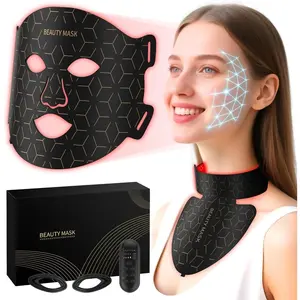 Red Light Therapy for Face & Neck, Red Light Mask with 850nm NIR, 7 LED Light Therapy mask, Rechargeable LED Face & Neck Mask for Anti-Aging, Skin Firming & Radiant Glow at Home