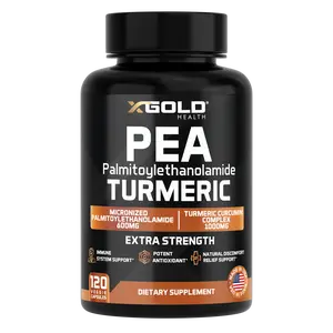 X Gold Health Palmitoylethanolamide 600mg & Turmeric Curcumin 1000mg Supplement – Micronized, Bioavailable, Supports Joint & Nerve Health –  120 Veggie Capsules - Made in USA,