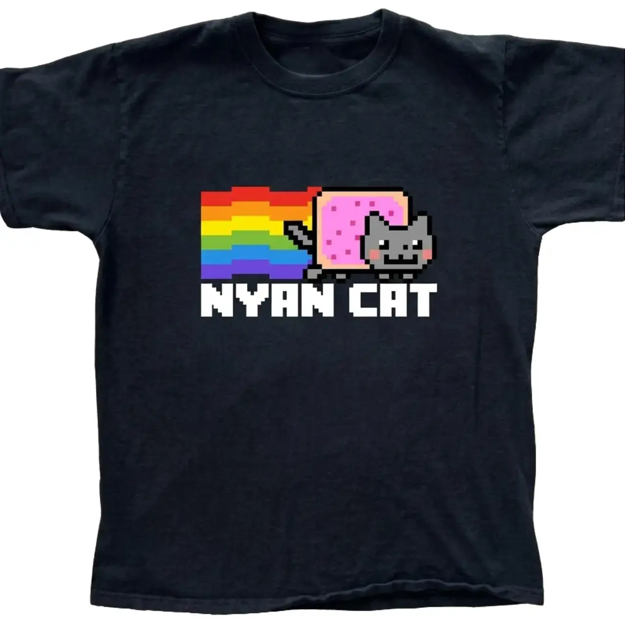 Nyan Cat cotton graphic Baby Tee, Y2k emo Style Aesthetics tee, Y2K Graphic Tee, Summer Girl Top, Scene Clothing 2000s