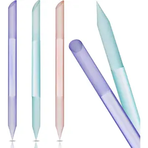 3 Pieces Glass Cuticle Pusher Cuticle Remover Glass Nail File Dual Ended Manicure Pedicure Tools for Nails Care(Pink, Purple, Blue)