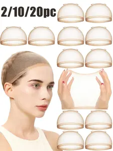 2/10/20pcs Nude Wig Cap, Stretchy Elastic Mesh Wig Caps for Women, Wig Grip Cap, Breathable Lightweight Seamless Hair Wrap Cap for Wig Wearing, Daily Styling, Makeup, Cosplay & Salon Use